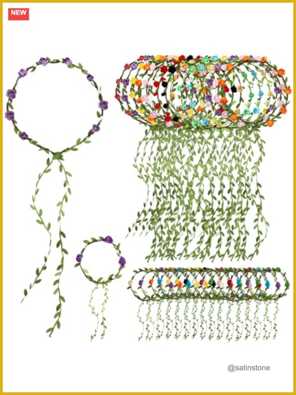 Flower Crowns 30 Pc Set Wedding Hair Accessories & Wrist Garlands
